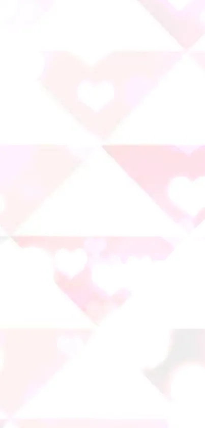 Soft pastel triangle pattern mobile wallpaper in light pink hues.