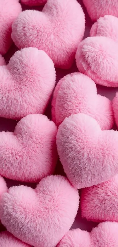 Plush pink hearts mobile wallpaper with soft texture.