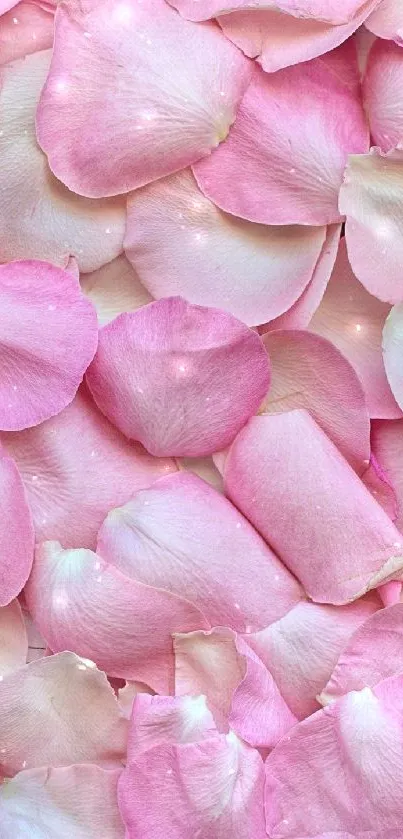 Soft pink petals creating a serene and elegant mobile wallpaper design.