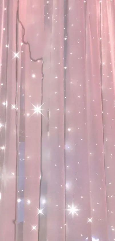 Ethereal pink curtain with sparkling stars.