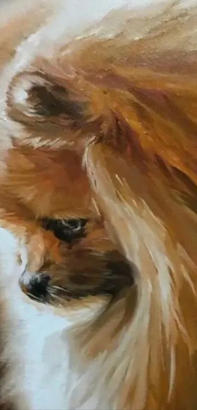 Pomeranian dog painted in soft hues, perfect for mobile wallpaper.