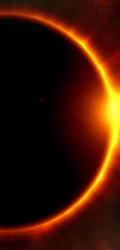 A vibrant solar eclipse wallpaper with glowing orange and red colors.