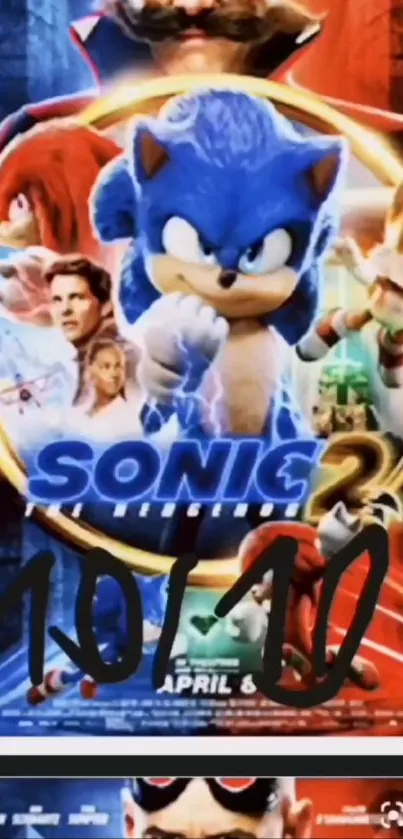 Sonic the Hedgehog 2 movie poster featuring dynamic action scene with characters.