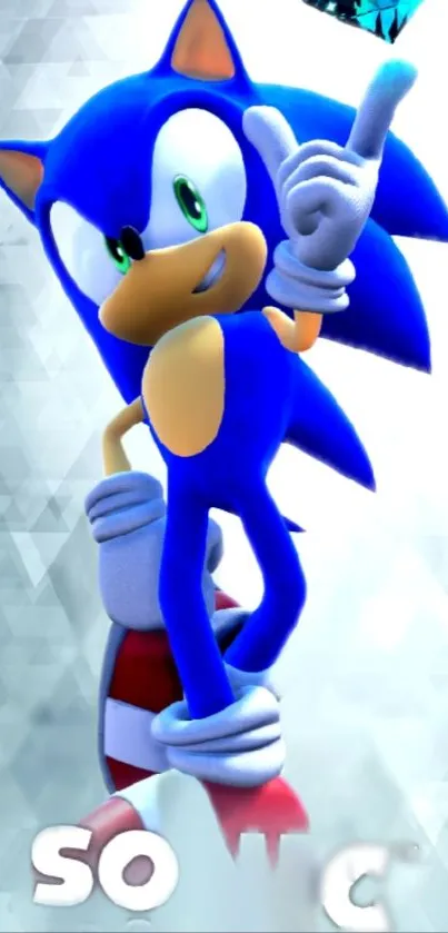 Sonic the Hedgehog with blue and white colors in dynamic 3D pose.