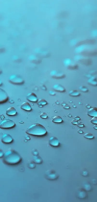 Serene wallpaper with water droplets on a blue background.