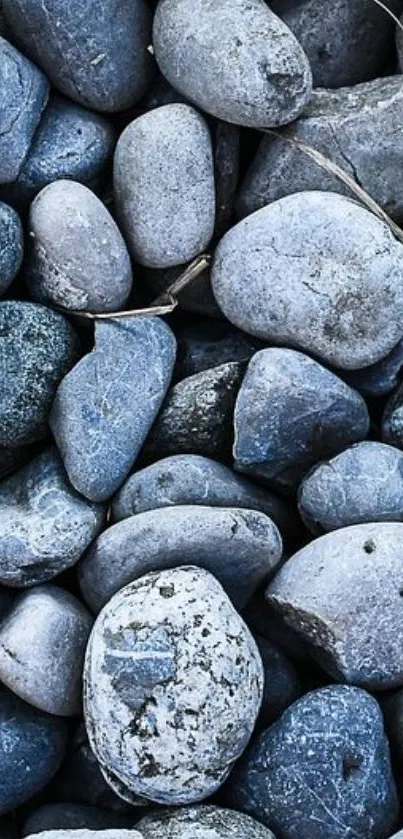 Mobile wallpaper with grey pebbles in a soothing, natural pattern.