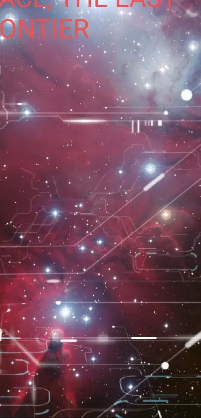 Space nebula mobile wallpaper with vibrant red and starry details.