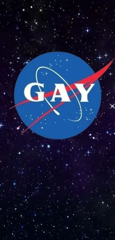 Space-themed LGBTQ+ mobile wallpaper with galaxy background.