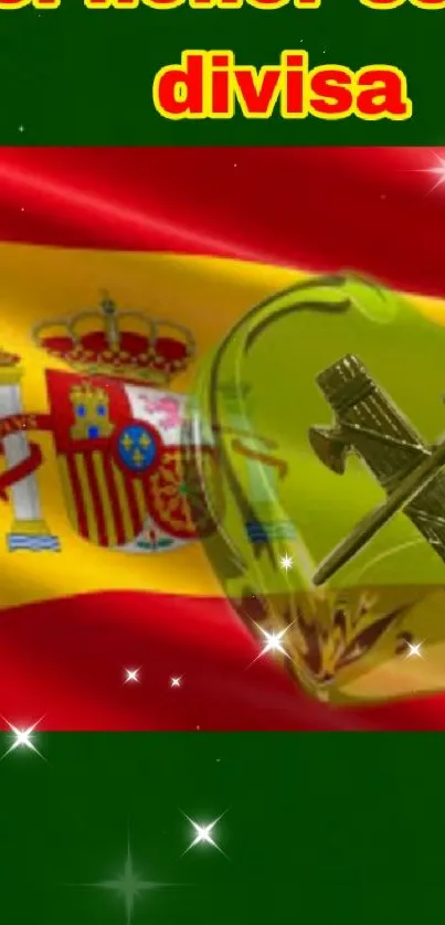 Mobile wallpaper featuring Spanish flag and heart design.