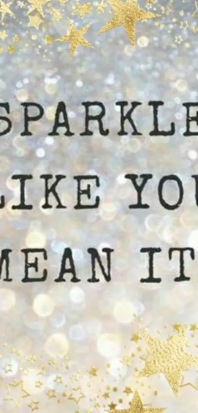 Inspirational gold sparkle wallpaper with quote.