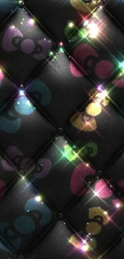 Luxurious black diamond pattern with colorful sparkles for wallpaper.