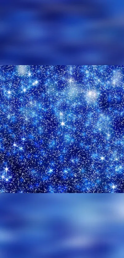 Sparkling blue galaxy stars wallpaper for mobile phone.