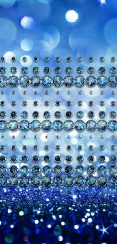 Blue gemstone pattern with sparkling shine effect on a mobile wallpaper.