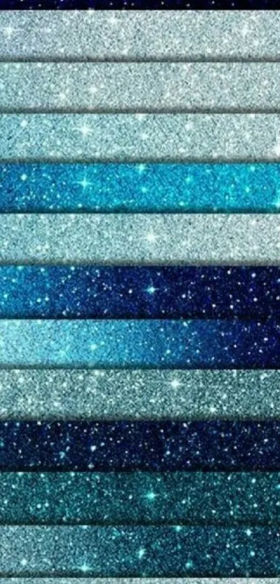 Vertical stripes of shimmering blue glitter on wallpaper.