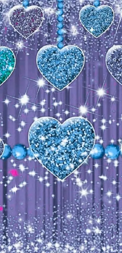 Sparkling blue heart wallpaper with shimmering details.