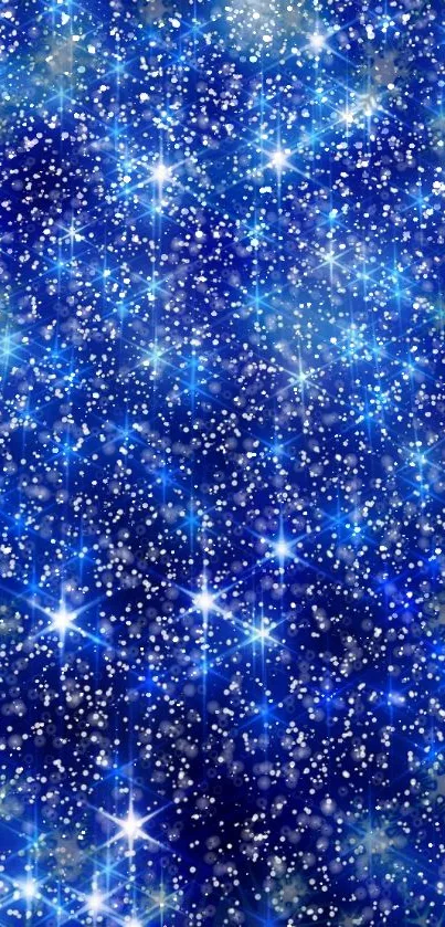 Sparkling blue night sky with stars.