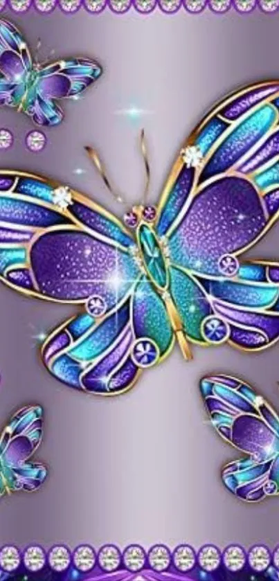 Colorful butterflies in a sparkling design.