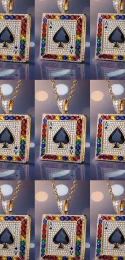 Sparkling playing card pendant wallpaper.