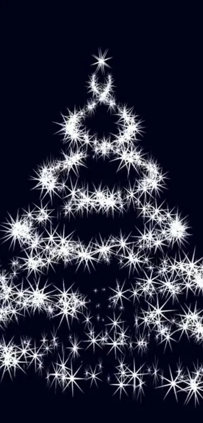 Sparkling Christmas tree on dark background mobile wallpaper.