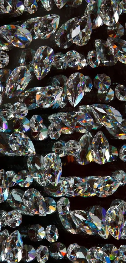 Dazzling crystal diamond gems with a black background.