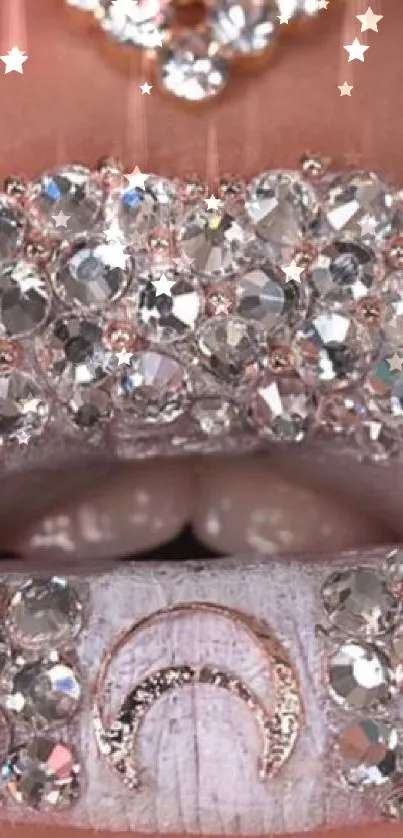 Glamorous lips covered in crystals, showcasing luxurious beauty design.