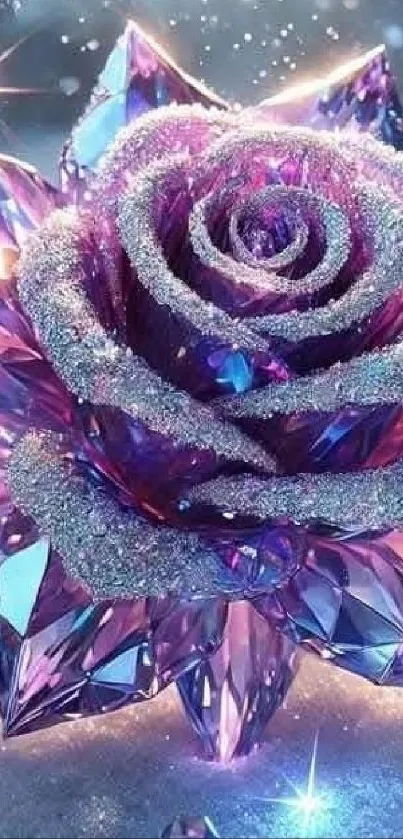 A shimmering purple crystal rose with sparkling accents.