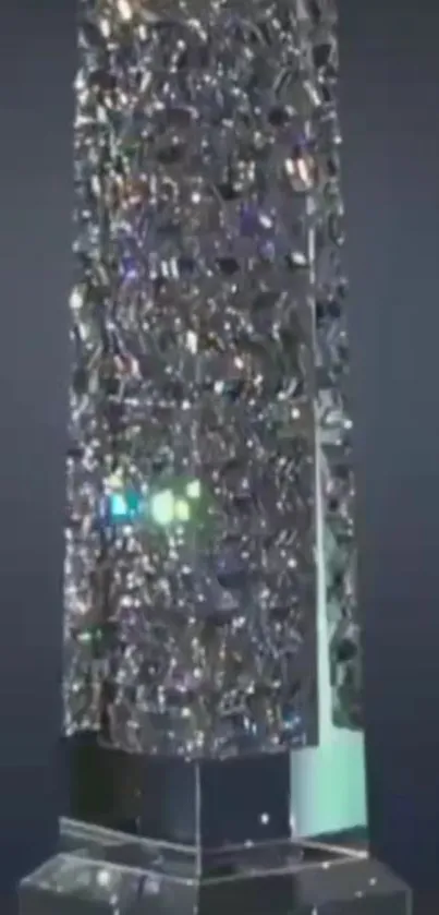 Shimmering crystal tower wallpaper for mobile.