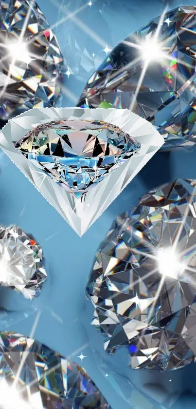 Sparkling diamonds against a blue background showcasing luxury and elegance.