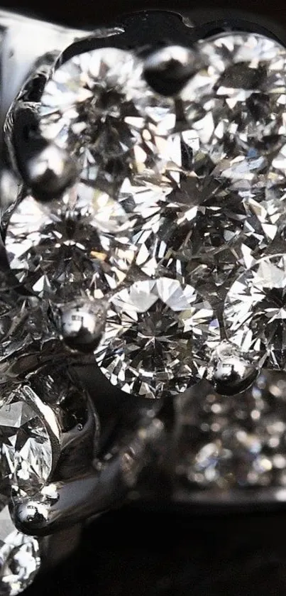 Close-up of sparkling diamond jewelry in high detail.