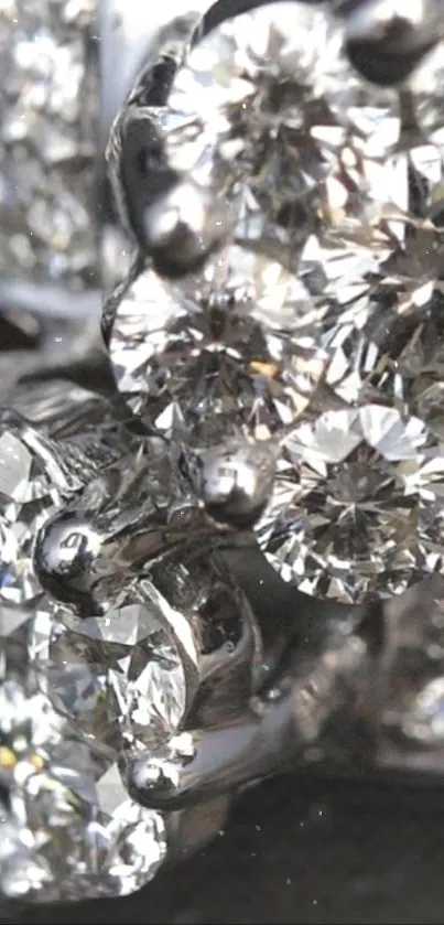 Close-up of glittering diamonds on a mobile wallpaper, showcasing luxury and elegance.