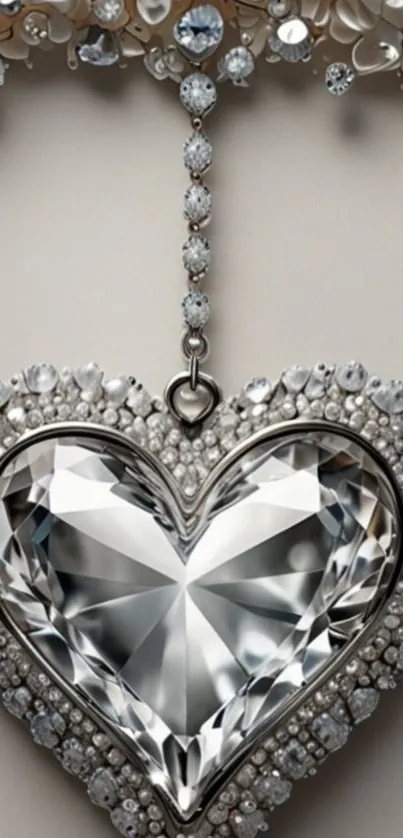 Sparkling heart-shaped diamond pendant with intricate details.