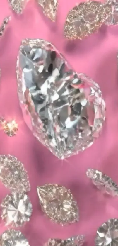 Sparkling diamonds on a pink background