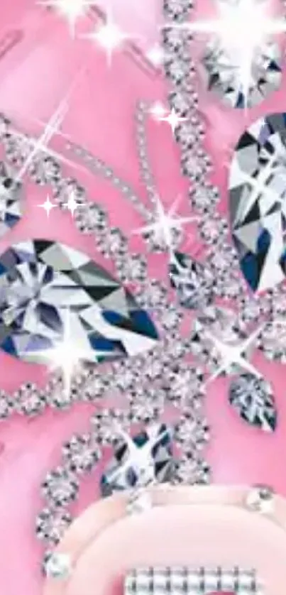 Shining diamond-studded pink wallpaper for phones.