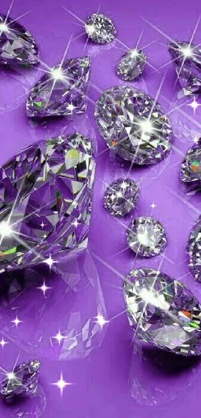 Dazzling diamond wallpaper with purple background.
