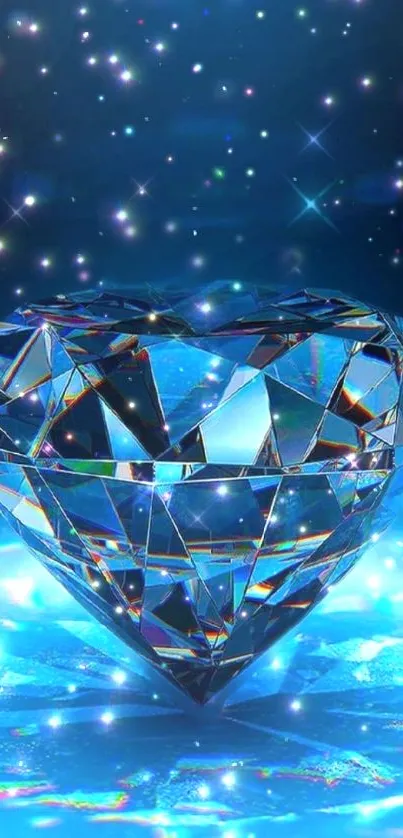 Sparkling diamond with blue background mobile wallpaper.