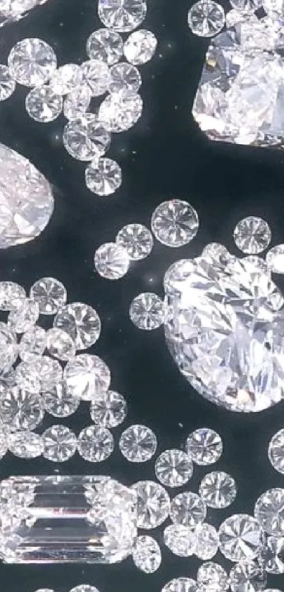 Elegant and luxurious diamonds on dark background for mobile wallpaper.