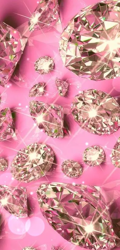 Sparkling diamond wallpaper on pink background, perfect for luxury enthusiasts.