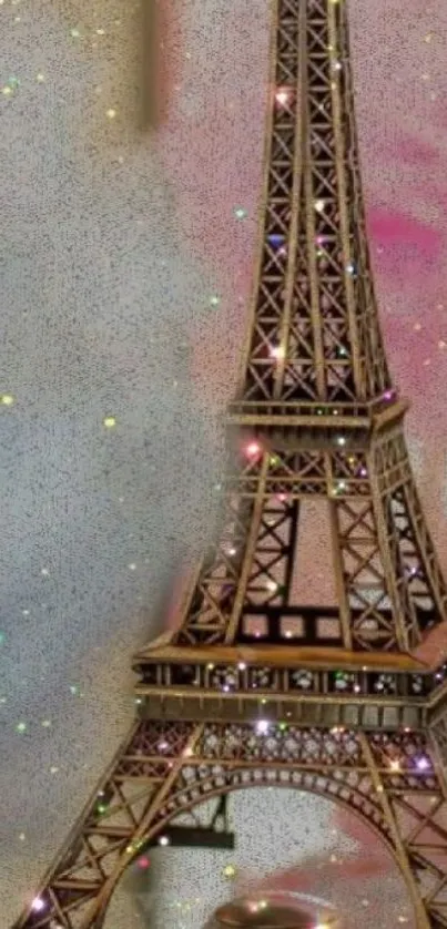 Sparkling Eiffel Tower mobile wallpaper with a dreamy Parisian night view.