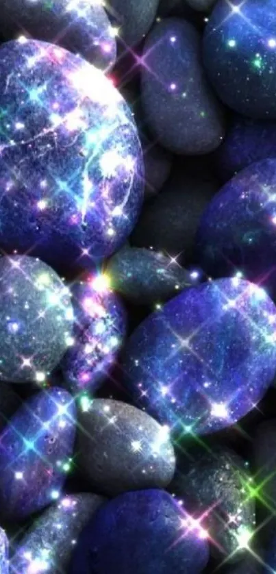 Mobile wallpaper of sparkling galaxy-like stones.