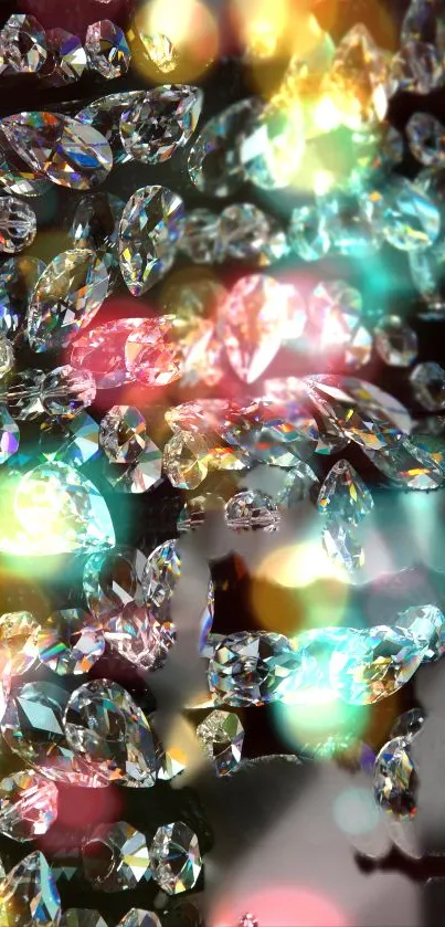 Dazzling gemstones in vibrant colors on a mobile wallpaper.