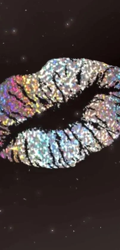 Dazzling glitter lips on a dark background mobile wallpaper.