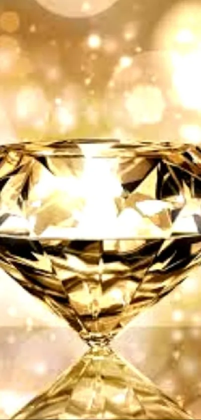 A glittering gold diamond with a glowing background.