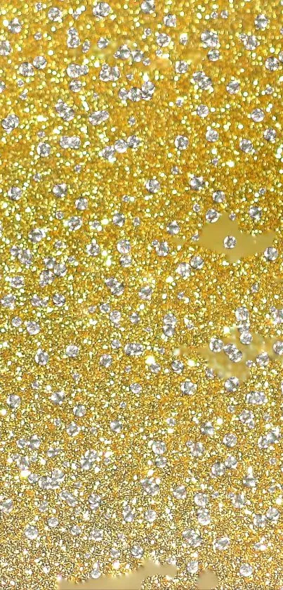 Sparkling gold glitter mobile wallpaper background.