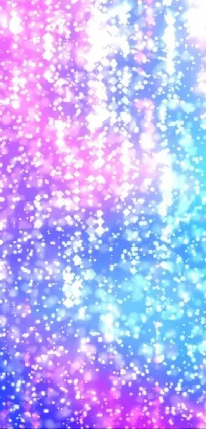 Purple and blue sparkling galaxy wallpaper with gradient colors.