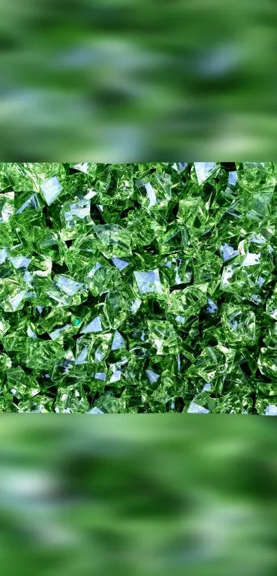 Vibrant green crystal texture wallpaper with sparkling effect.