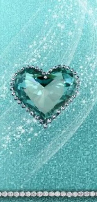 Heart-shaped blue gemstone with sparkling aqua background.