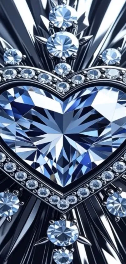 Sparkling heart-shaped crystal with jewels.
