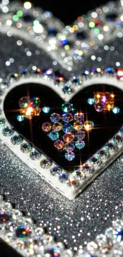 Sparkling heart gem with intricate glitter design