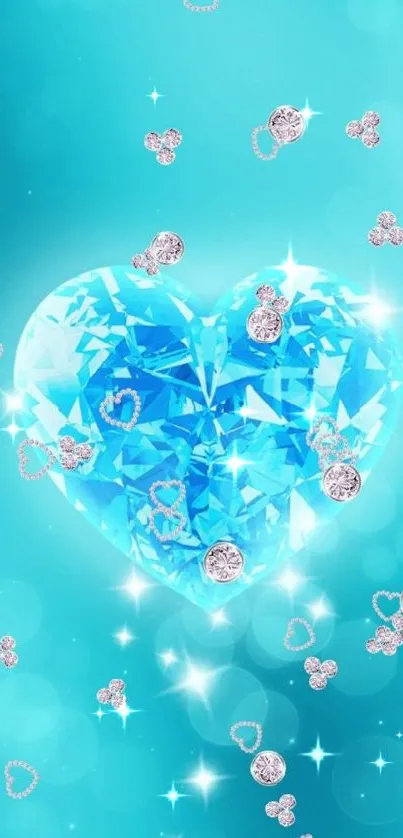 Blue sparkling heart gem with shimmering accents