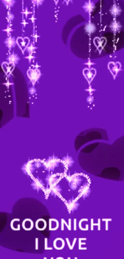 Sparkling heart night wallpaper with a loving 'Goodnight' message.